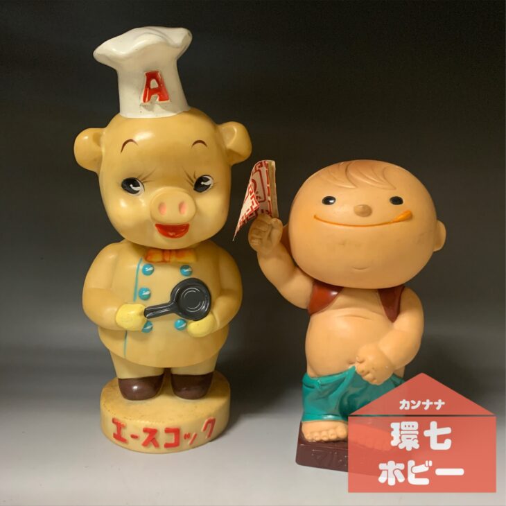 エースコックのブタ 東洋水産のマルちゃん 店頭用ソフビ人形