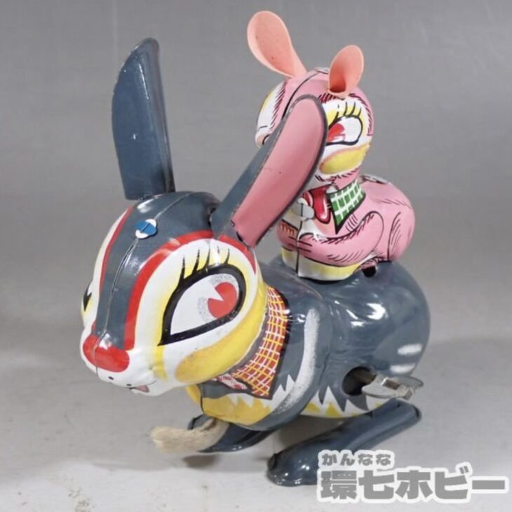 三国産業 親子ウサギ ブリキ 日本製 ゼンマイ 人形