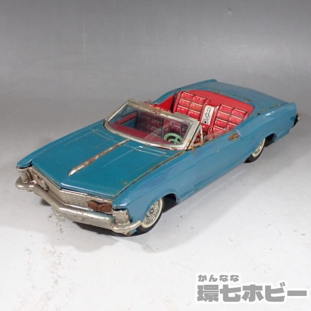 50~60's HAJI 万盛玩具 GIANT DOOR MATIC CAR オープンカー 青 日本製 ブリキ ジャンク 箱無し