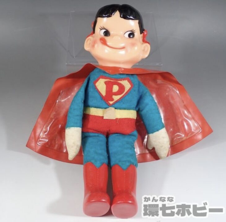 不二家 ペコちゃん スーパーマン ソフビ ぬいぐるみ 人形