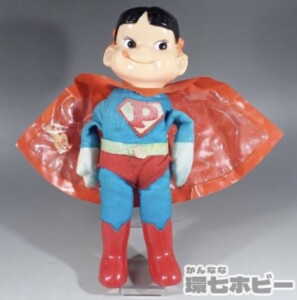 不二家 ペコちゃん スーパーマン ソフビ ぬいぐるみ 人形 全高約25cm
