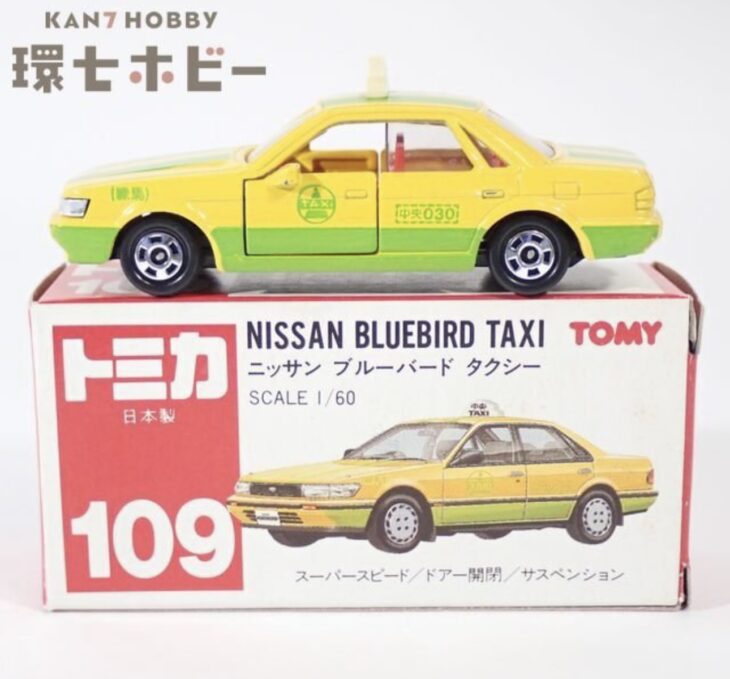 赤箱 トミカ 109 1/60 ニッサン ブルーバード 中央タクシー 日本製 ミニカー