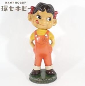 当時物 不二家 ペコちゃん カウンター 首振り人形 全高約30cm ブリキ台座