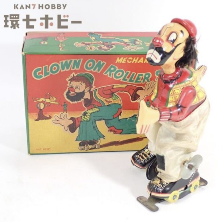 TPS 東京プレイシング商会 ピエロのスケーター 日本製 ブリキ ゼンマイ玩具
