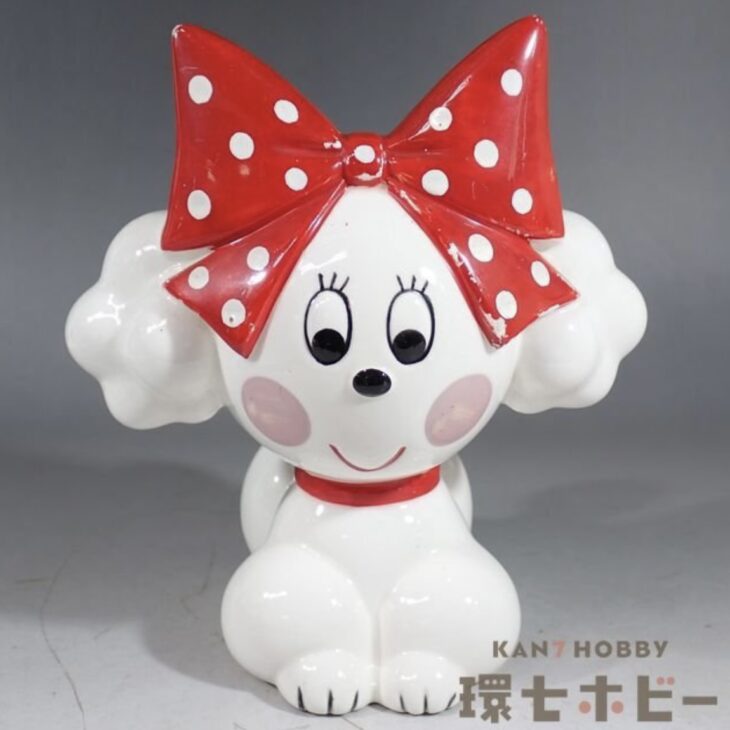 内藤ルネ プードル 水玉リボン 陶器人形